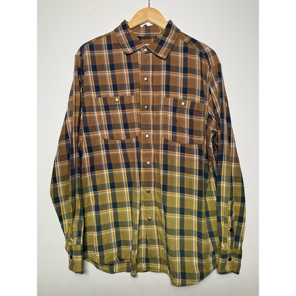 Wind River Bleach Dyed Plaid Button Down - LARGE - Picture 1 of 5